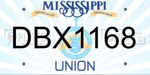 DBX1168 Mississippi License Plate