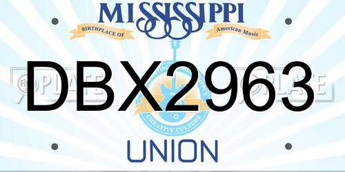 DBX2963 Mississippi License Plate