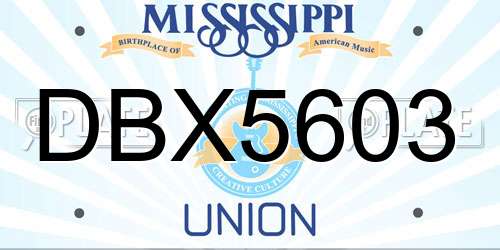 DBX5603 Mississippi License Plate