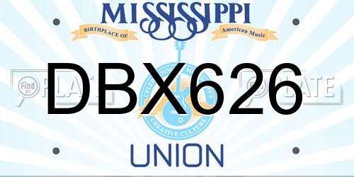 DBX626 Mississippi License Plate