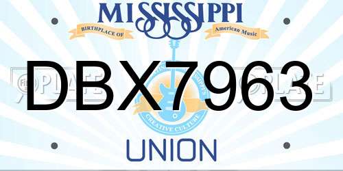 DBX7963 Mississippi License Plate