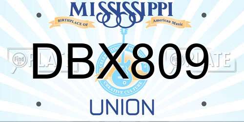 DBX809 Mississippi License Plate