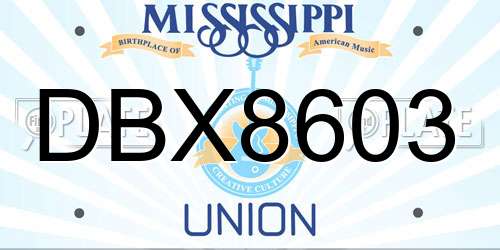 DBX8603 Mississippi License Plate