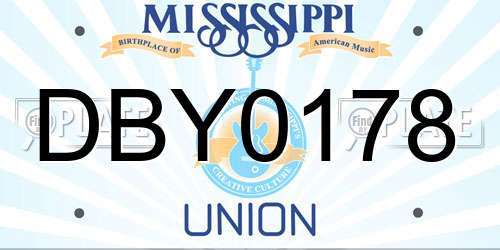 DBY0178 Mississippi License Plate