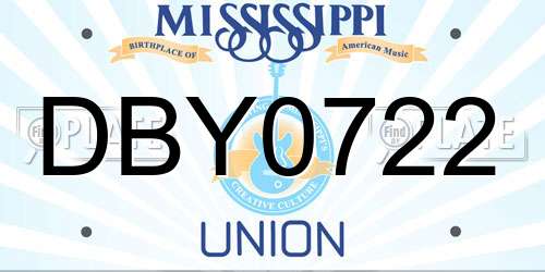 DBY0722 Mississippi License Plate