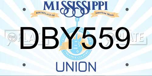DBY559 Mississippi License Plate