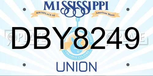 DBY8249 Mississippi License Plate