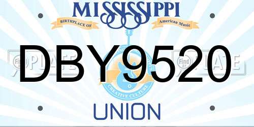 DBY9520 Mississippi License Plate