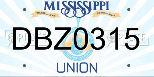 DBZ0315 Mississippi License Plate