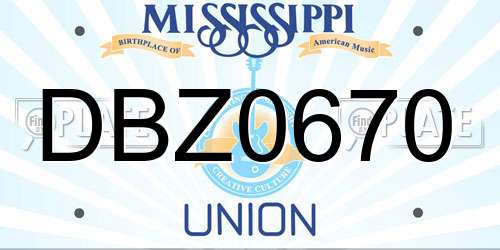 DBZ0670 Mississippi License Plate