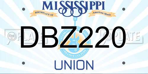 DBZ220 Mississippi License Plate
