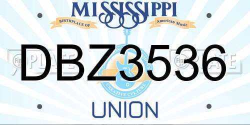 DBZ3536 Mississippi License Plate