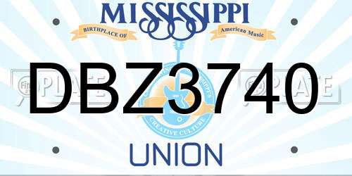 DBZ3740 Mississippi License Plate