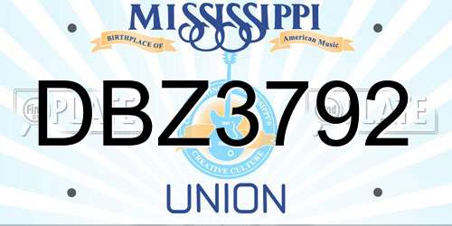 DBZ3792 Mississippi License Plate