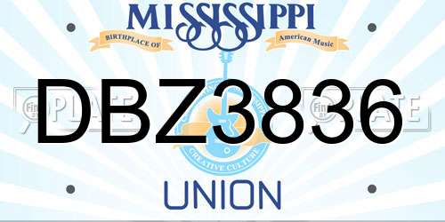 DBZ3836 Mississippi License Plate