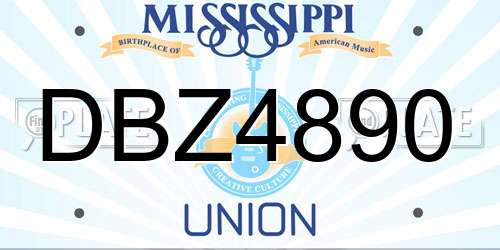 DBZ4890 Mississippi License Plate