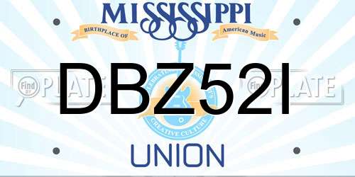 DBZ52I Mississippi License Plate