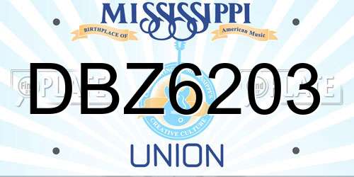 DBZ6203 Mississippi License Plate