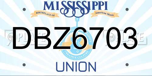 DBZ6703 Mississippi License Plate