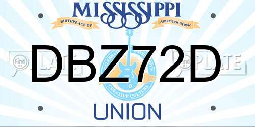 DBZ72D Mississippi License Plate