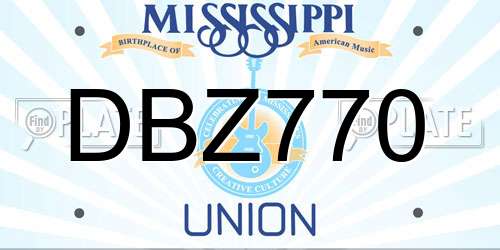 DBZ770 Mississippi License Plate
