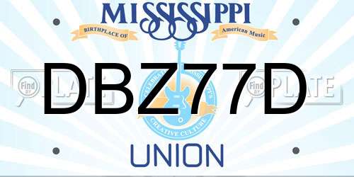 DBZ77D Mississippi License Plate
