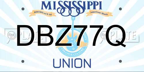 DBZ77Q Mississippi License Plate