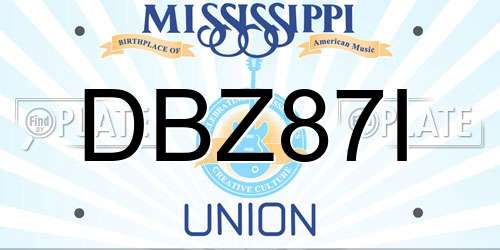 DBZ87I Mississippi License Plate