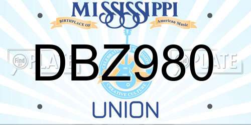 DBZ980 Mississippi License Plate
