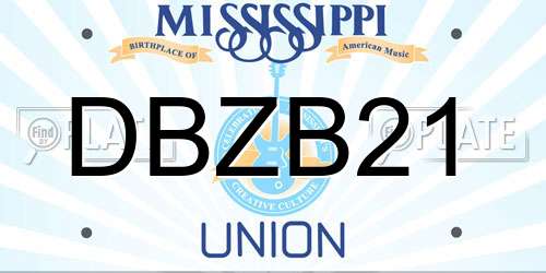 DBZB21 Mississippi License Plate