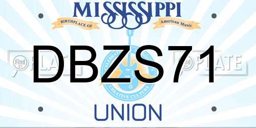 DBZS71 Mississippi License Plate