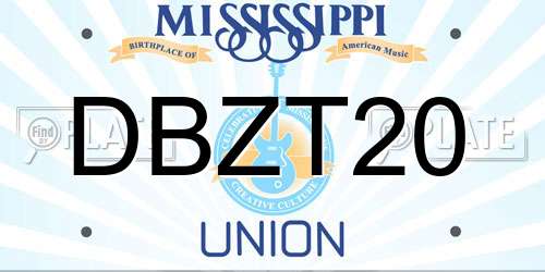 DBZT20 Mississippi License Plate
