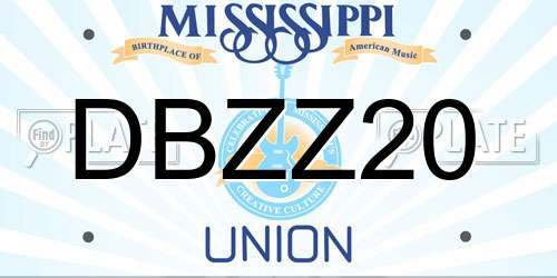 DBZZ20 Mississippi License Plate