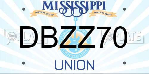 DBZZ70 Mississippi License Plate