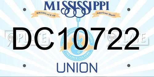 DC10722 Mississippi License Plate