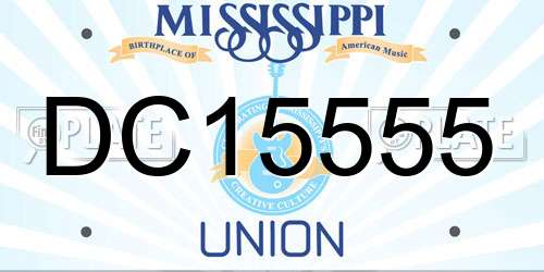DC15555 Mississippi License Plate