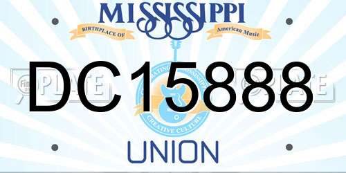 DC15888 Mississippi License Plate