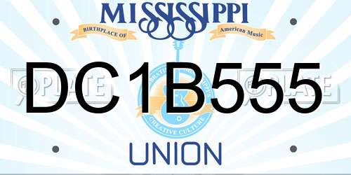 DC1B555 Mississippi License Plate
