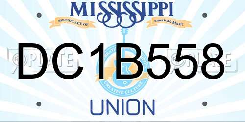 DC1B558 Mississippi License Plate