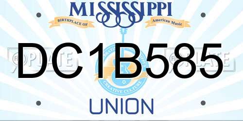 DC1B585 Mississippi License Plate