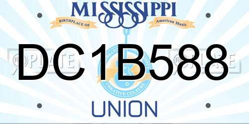 DC1B588 Mississippi License Plate