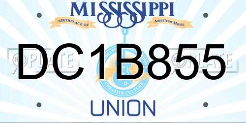 DC1B855 Mississippi License Plate