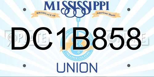 DC1B858 Mississippi License Plate