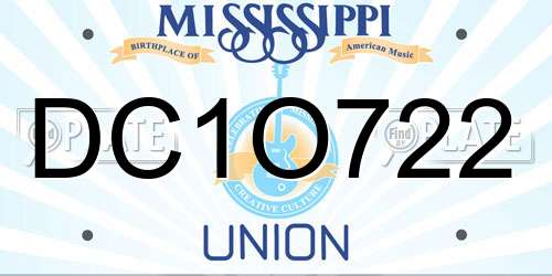 DC1O722 Mississippi License Plate