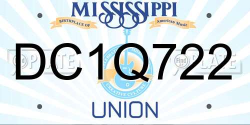 DC1Q722 Mississippi License Plate