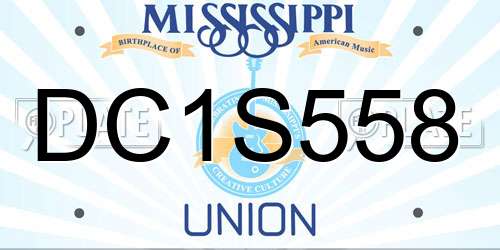 DC1S558 Mississippi License Plate