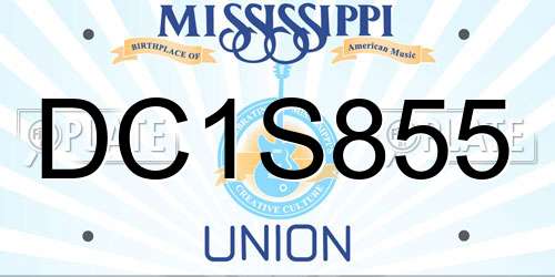 DC1S855 Mississippi License Plate