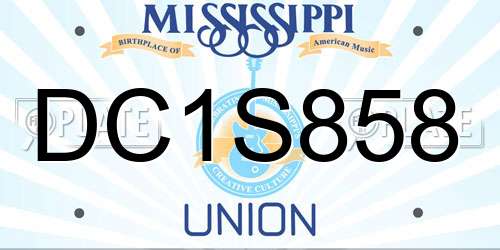 DC1S858 Mississippi License Plate