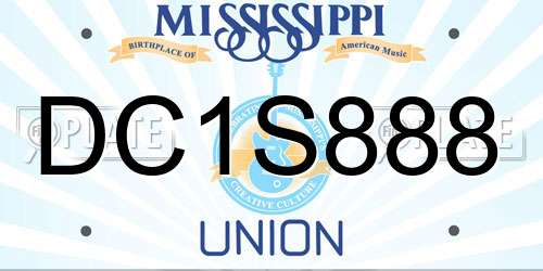 DC1S888 Mississippi License Plate