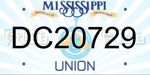 DC20729 Mississippi License Plate